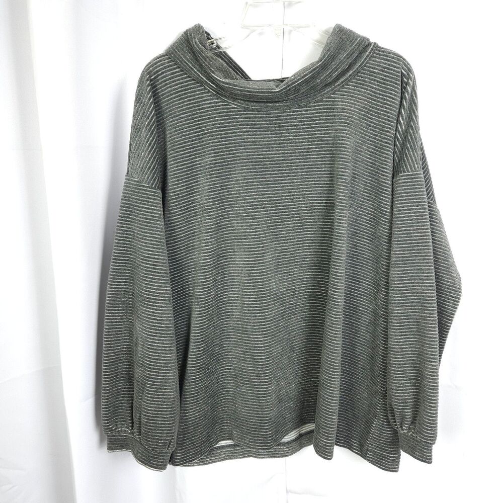 NWT Talbots Gray Metallic Glitter Cowl Neck‎ Sweater Womens 2X